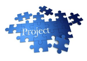 Project puzzle in blue